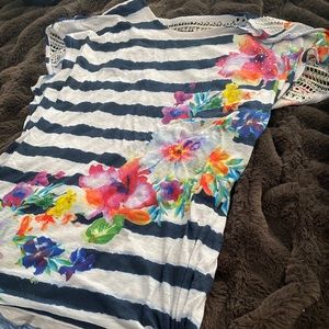Floral and stripped top